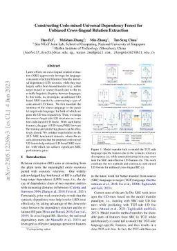 Constructing Code-mixed Universal Dependency Forest for Unbiased
  Cross-lingual Relation Extraction