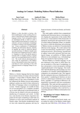 Analogy in Contact: Modeling Maltese Plural Inflection