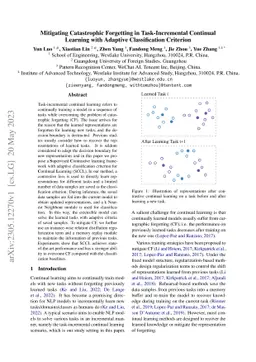 Mitigating Catastrophic Forgetting in Task-Incremental Continual
  Learning with Adaptive Classification Criterion