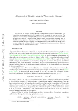 Alignment of Density Maps in Wasserstein Distance