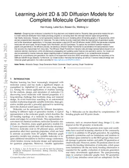 Learning Joint 2D & 3D Diffusion Models for Complete Molecule Generation