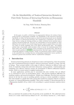 On the Identifiablility of Nonlocal Interaction Kernels in First-Order
  Systems of Interacting Particles on Riemannian Manifolds