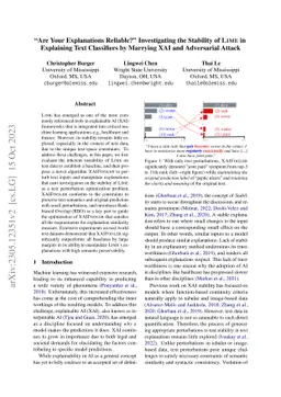 Are Your Explanations Reliable? Investigating the Stability of LIME in
  Explaining Text Classifiers by Marrying XAI and Adversarial Attack
