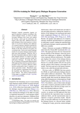 EM Pre-training for Multi-party Dialogue Response Generation