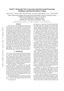 DualVC: Dual-mode Voice Conversion using Intra-model Knowledge
  Distillation and Hybrid Predictive Coding