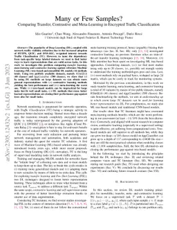 Many or Few Samples? Comparing Transfer, Contrastive and Meta-Learning
  in Encrypted Traffic Classification