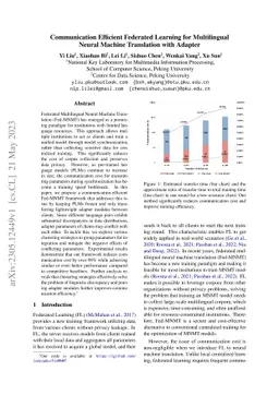Communication Efficient Federated Learning for Multilingual Neural
  Machine Translation with Adapter