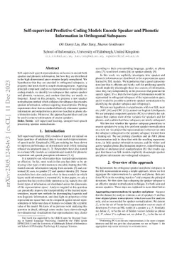 Self-supervised Predictive Coding Models Encode Speaker and Phonetic
  Information in Orthogonal Subspaces