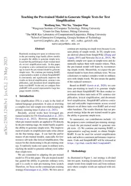 Teaching the Pre-trained Model to Generate Simple Texts for Text
  Simplification