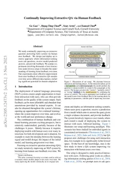 Continually Improving Extractive QA via Human Feedback