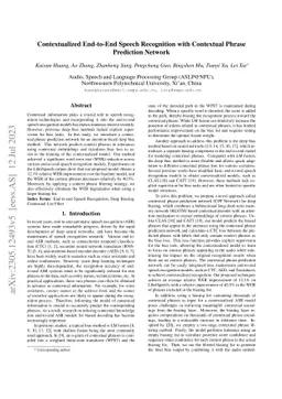 Contextualized End-to-End Speech Recognition with Contextual Phrase
  Prediction Network