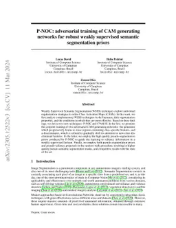P-NOC: adversarial training of CAM generating networks for robust weakly
  supervised semantic segmentation priors
