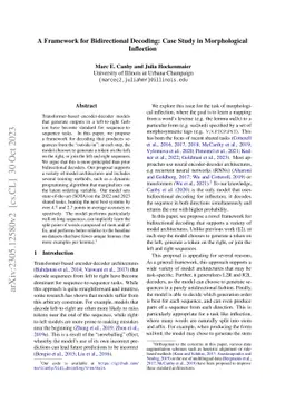 A Framework for Bidirectional Decoding: Case Study in Morphological
  Inflection