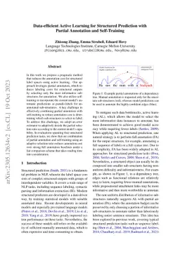 Data-efficient Active Learning for Structured Prediction with Partial
  Annotation and Self-Training