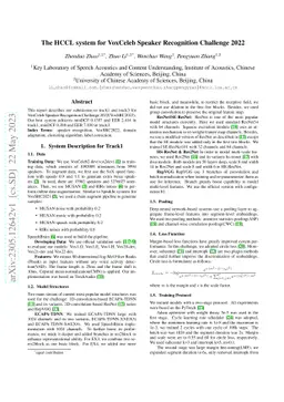 The HCCL system for VoxCeleb Speaker Recognition Challenge 2022