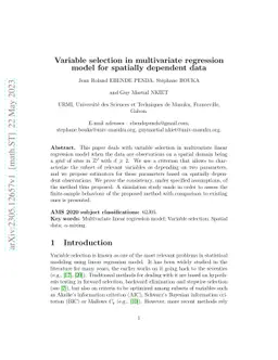 Variable selection in multivariate regression model for spatially
  dependent data