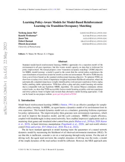 TOM: Learning Policy-Aware Models for Model-Based Reinforcement Learning
  via Transition Occupancy Matching