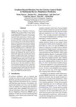 Gradient-Boosted Decision Tree for Listwise Context Model in Multimodal
  Review Helpfulness Prediction