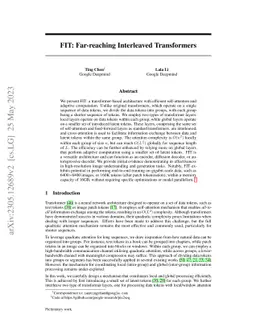 FIT: Far-reaching Interleaved Transformers