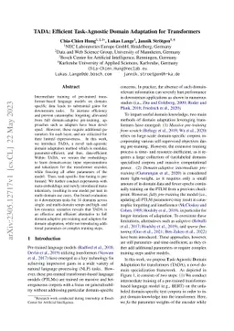 TADA: Efficient Task-Agnostic Domain Adaptation for Transformers