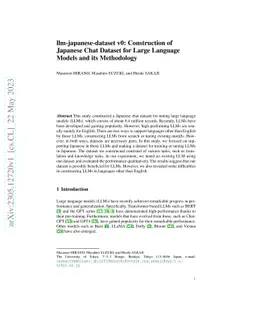 llm-japanese-dataset v0: Construction of Japanese Chat Dataset for Large
  Language Models and its Methodology