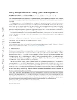 Testing of Deep Reinforcement Learning Agents with Surrogate Models