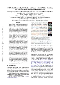 D$^2$TV: Dual Knowledge Distillation and Target-oriented Vision Modeling
  for Many-to-Many Multimodal Summarization