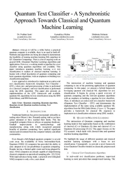 Quantum Text Classifier -- A Synchronistic Approach Towards Classical
  and Quantum Machine Learning