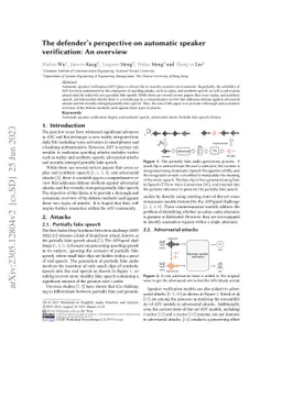 The defender's perspective on automatic speaker verification: An
  overview