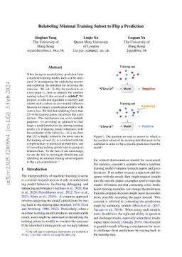 Relabeling Minimal Training Subset to Flip a Prediction