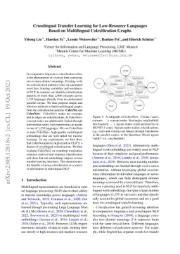 Crosslingual Transfer Learning for Low-Resource Languages Based on
  Multilingual Colexification Graphs