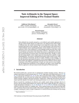 Task Arithmetic in the Tangent Space: Improved Editing of Pre-Trained
  Models