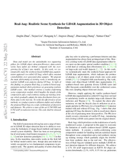 Real-Aug: Realistic Scene Synthesis for LiDAR Augmentation in 3D Object
  Detection