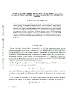 Prediction Risk and Estimation Risk of the Ridgeless Least Squares
  Estimator under General Assumptions on Regression Errors