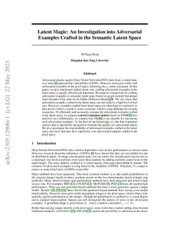 Latent Magic: An Investigation into Adversarial Examples Crafted in the
  Semantic Latent Space