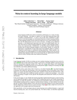 Meta-in-context learning in large language models