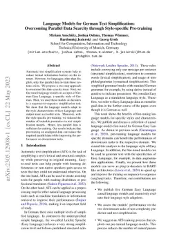 Language Models for German Text Simplification: Overcoming Parallel Data
  Scarcity through Style-specific Pre-training