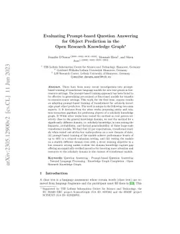 Evaluating Prompt-based Question Answering for Object Prediction in the
  Open Research Knowledge Graph