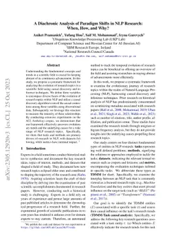 A Diachronic Analysis of Paradigm Shifts in NLP Research: When, How, and
  Why?