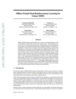 Offline Primal-Dual Reinforcement Learning for Linear MDPs