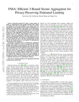 FSSA: Efficient 3-Round Secure Aggregation for Privacy-Preserving
  Federated Learning