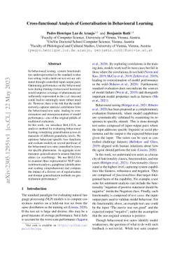 Cross-functional Analysis of Generalisation in Behavioural Learning