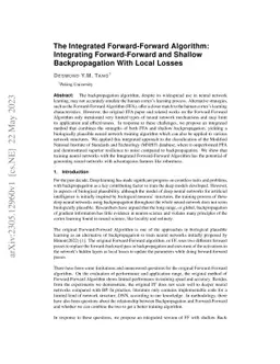 The Integrated Forward-Forward Algorithm: Integrating Forward-Forward
  and Shallow Backpropagation With Local Losses