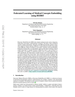 Federated Learning of Medical Concepts Embedding using BEHRT