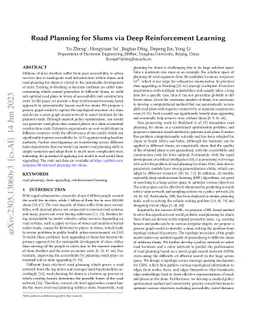 Road Planning for Slums via Deep Reinforcement Learning