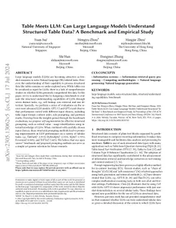 Table Meets LLM: Can Large Language Models Understand Structured Table
  Data? A Benchmark and Empirical Study