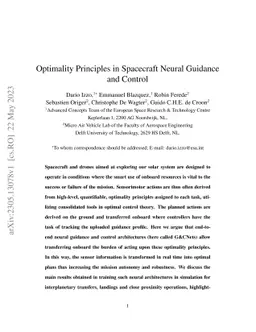 Optimality Principles in Spacecraft Neural Guidance and Control