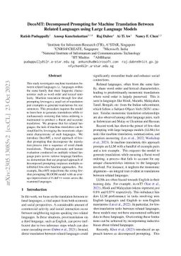 Decomposed Prompting for Machine Translation Between Related Languages
  using Large Language Models