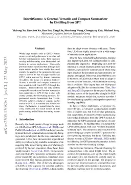 InheritSumm: A General, Versatile and Compact Summarizer by Distilling
  from GPT