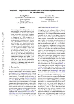 Improved Compositional Generalization by Generating Demonstrations for
  Meta-Learning